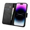 2in1 ādas korpuss ar iPhone 14 Pro anti-RFID maka korpuss melns