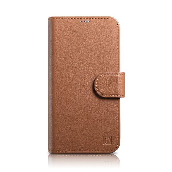 2in1 ādas korpuss ar iPhone 14 Pro anti-RFID maka korpuss brūns