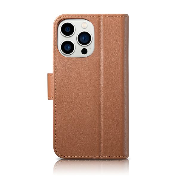2in1 ādas korpuss ar iPhone 14 Pro anti-RFID maka korpuss brūns
