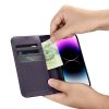 2in1 korpusa ādas apvalks ar iPhone 14 Pro anti-RFID maka korpuss tumši violets