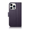 2in1 korpusa ādas apvalks ar iPhone 14 Pro anti-RFID maka korpuss tumši violets
