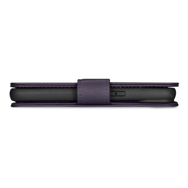 2in1 korpusa ādas apvalks ar iPhone 14 Pro anti-RFID maka korpuss tumši violets