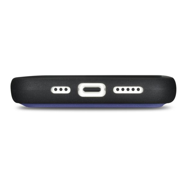 2in1 ādas korpuss ar iPhone 14 Pro anti-RFID maka korpuss gaiši purpursarkanā krāsā.