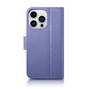 2in1 ādas korpuss ar iPhone 14 Pro anti-RFID maka korpuss gaiši purpursarkanā krāsā.