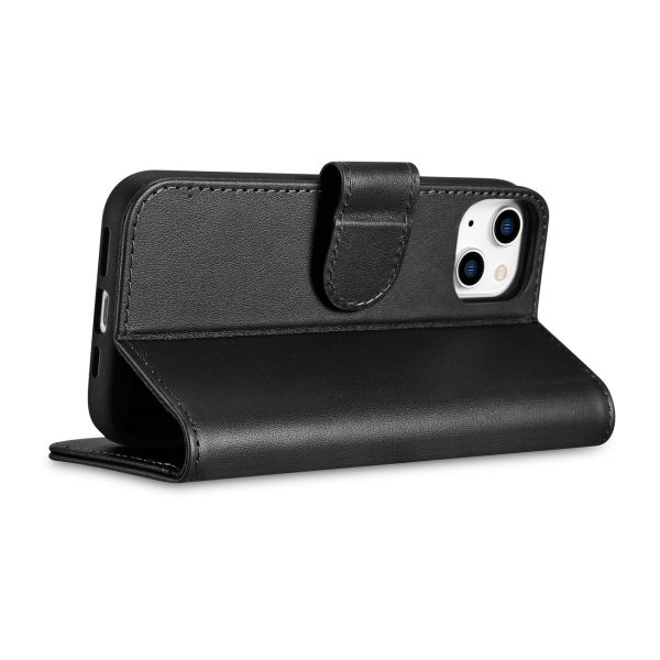2in1 ādas korpuss ar iPhone 14 Plus anti-RFID maka korpuss melns atloks