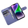 2in1 ādas korpuss ar iPhone 14 Plus anti-RFID maka korpuss gaiši purpursarkanā krāsā.