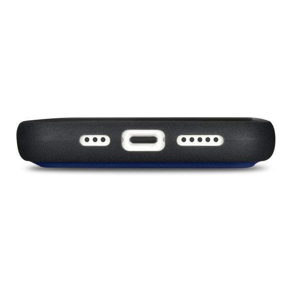 2in1 ādas korpuss ar iPhone 14 Plus anti-RFID maka korpuss zils