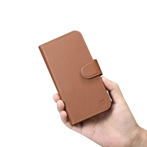 2in1 ādas korpuss ar iPhone 14 Pro Max Anti-RFID maka korpuss brūns