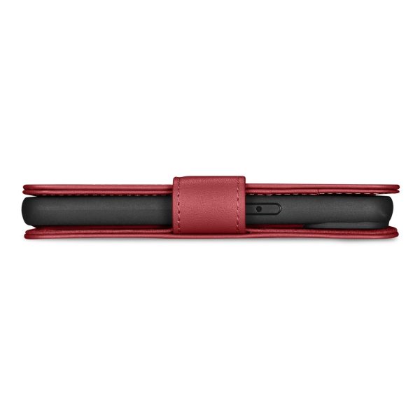 2in1 ādas korpuss ar iPhone 14 Pro Max Anti-RFID maka korpuss sarkans