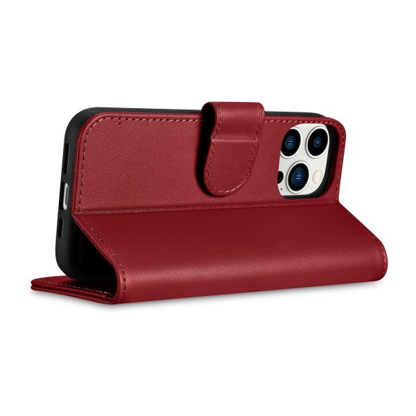 2in1 ādas korpuss ar iPhone 14 Pro Max Anti-RFID maka korpuss sarkans