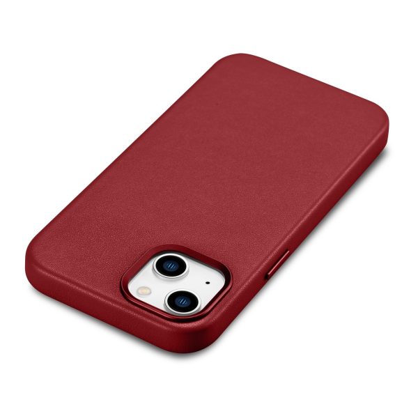 Dabiska ādas korpuss iPhone 14 Plus Magsafe Case āda sarkanā krāsā