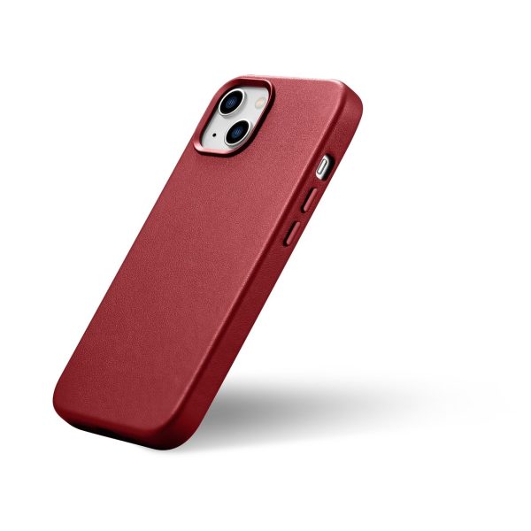 Dabiska ādas korpuss iPhone 14 Plus Magsafe Case āda sarkanā krāsā