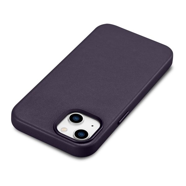 Dabiskas ādas korpuss iPhone 14 Plus magsafe Case āda tumši purpursarkanā krāsā