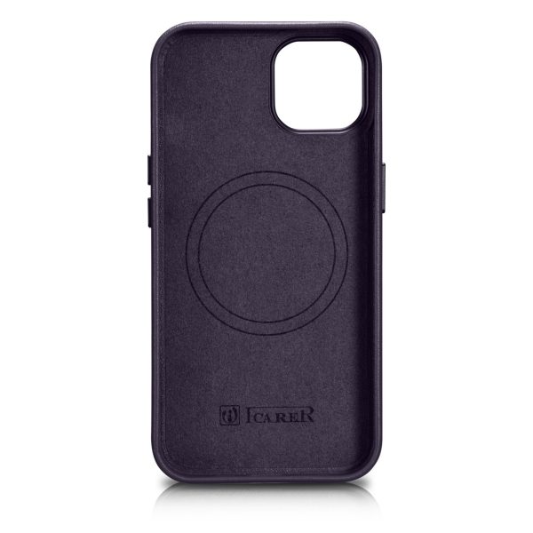 Dabiskas ādas korpuss iPhone 14 Plus magsafe Case āda tumši purpursarkanā krāsā
