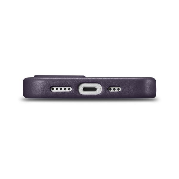 Dabiskas ādas korpuss iPhone 14 Plus magsafe Case āda tumši purpursarkanā krāsā