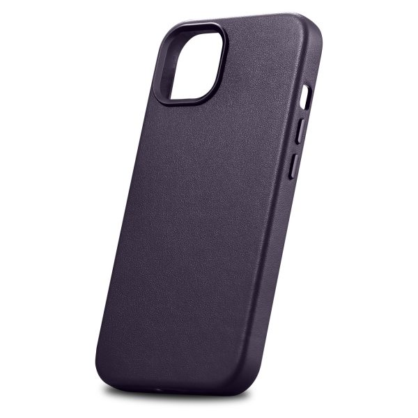 Dabiskas ādas korpuss iPhone 14 Plus magsafe Case āda tumši purpursarkanā krāsā