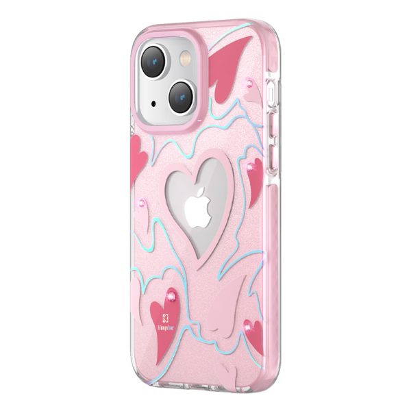 Gadījums ar zvaigznēm iPhone 14 Plus Heart Star Series Pink Heart