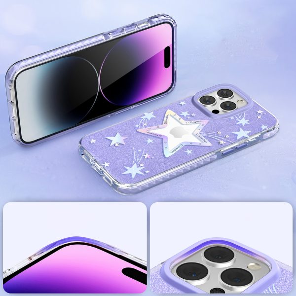 Lieta zvaigznēs iPhone 14 Plus Heart Star Series Purple Star