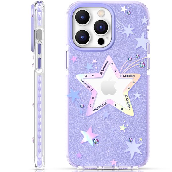 Lieta zvaigznēs iPhone 14 Plus Heart Star Series Purple Star