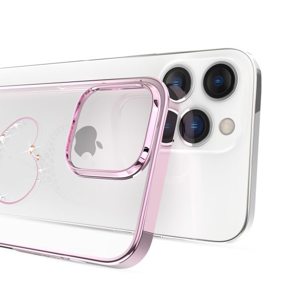 Gadījums iPhone 14 Pro tālrunim, kas dekorēts ar vēlmju sērijām rozā kristāliem