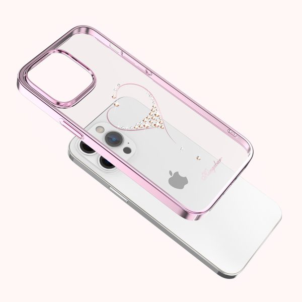Gadījums iPhone 14 Pro tālrunim, kas dekorēts ar vēlmju sērijām rozā kristāliem