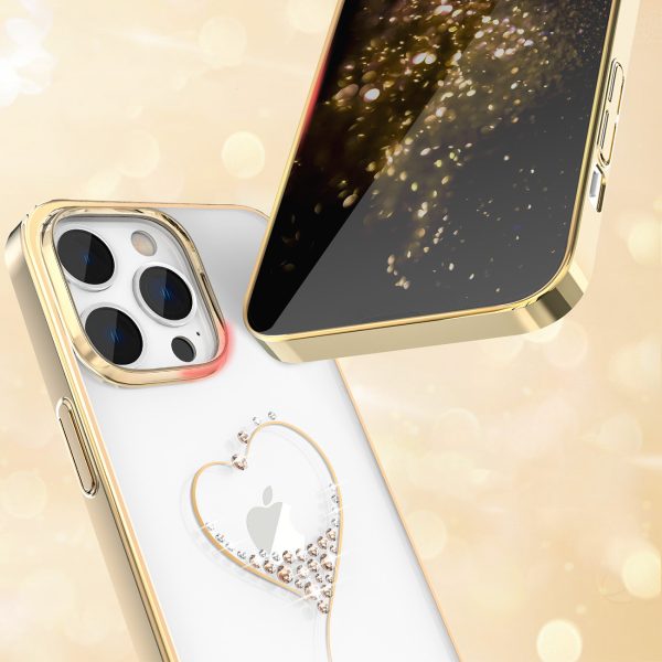 IPhone 14 Plus tālruņa korpuss, kas dekorēts ar vēlmju sērijām Złote Crystals