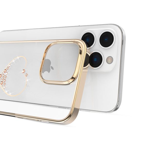 IPhone 14 Plus tālruņa korpuss, kas dekorēts ar vēlmju sērijām Złote Crystals