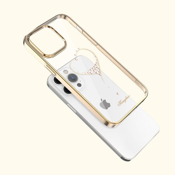 IPhone 14 Plus tālruņa korpuss, kas dekorēts ar vēlmju sērijām Złote Crystals