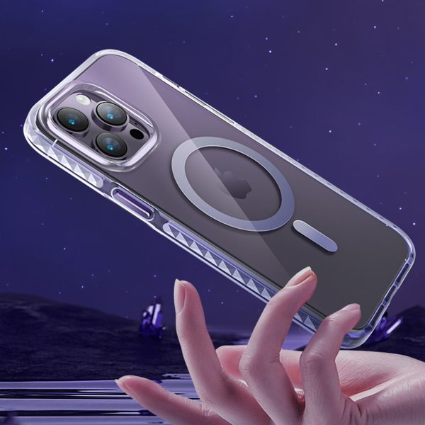 Magnētiskais korpuss iPhone 14 magsafe pqy ledus kristāla sērija sudraba