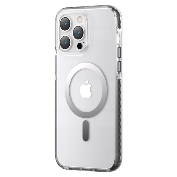 Magnētiskais korpuss iPhone 14 Plus Magsafe PQY Ice Crystal Series pelēks