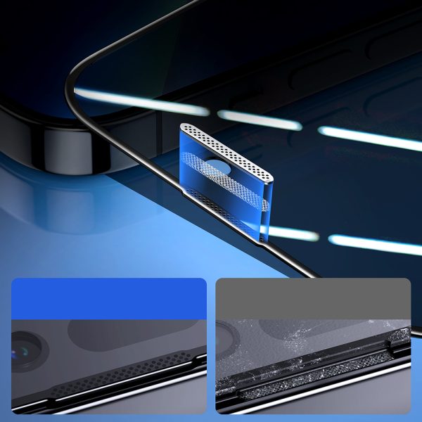 Rūdīts stikls iPhone 14 Pro ar pretspy filtru visam ekrānam ar caurspīdīgu rāmi