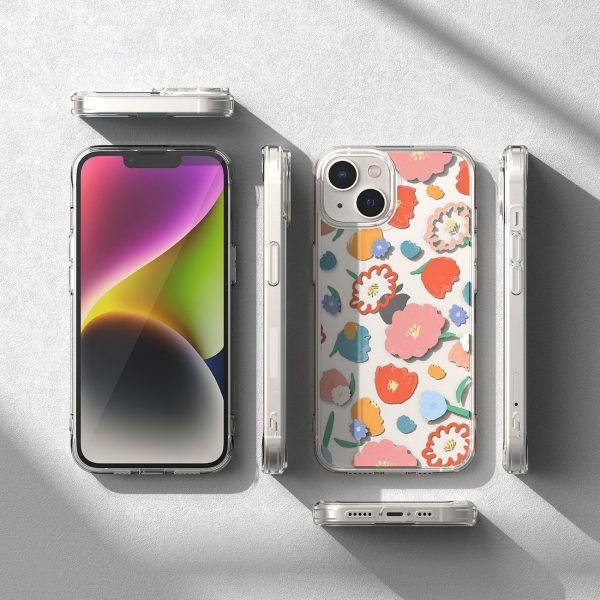 Bruņu korpusa vāks ar gēla rāmja iPhone 14 Plus saplūšanas dizaina caurspīdīgu ziedu