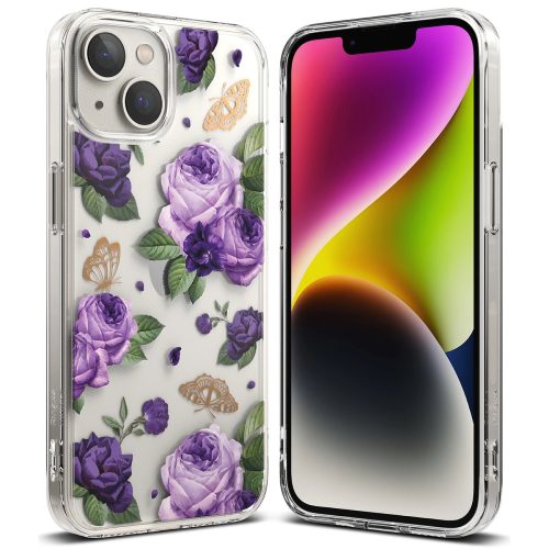 Bruņu korpusa vāks ar gēla rāmi iPhone 14 Plus Fusion Design Purple caurspīdīga roze