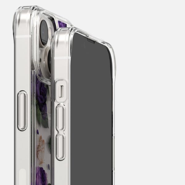 Bruņu korpusa vāks ar gēla rāmi iPhone 14 Plus Fusion Design Purple caurspīdīga roze