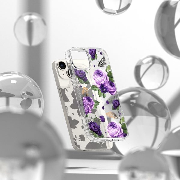 Bruņu korpusa vāks ar gēla rāmi iPhone 14 Plus Fusion Design Purple caurspīdīga roze