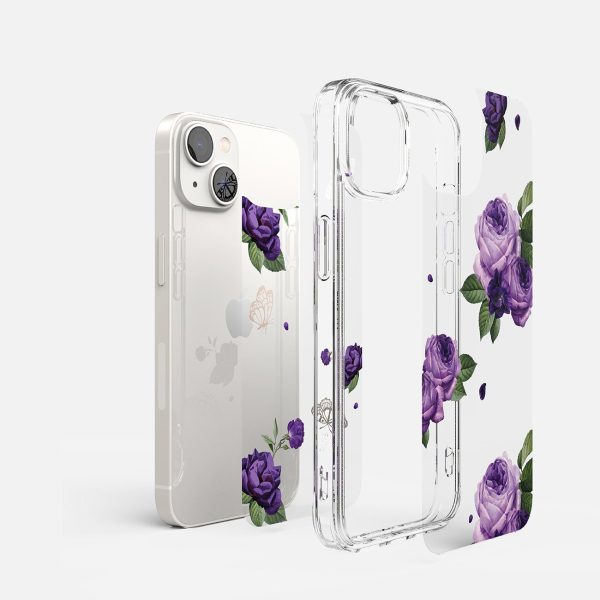 Bruņu korpusa vāks ar gēla rāmi iPhone 14 Plus Fusion Design Purple caurspīdīga roze
