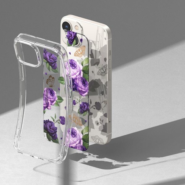 Bruņu korpusa vāks ar gēla rāmi iPhone 14 Plus Fusion Design Purple caurspīdīga roze