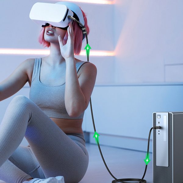USB-C dusmu kabelis ar VR Oculus Quest 2 60W 5m Black
