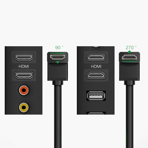 HDMI 4K kabeļa kabelis ar 2 m leņķisko spraudni