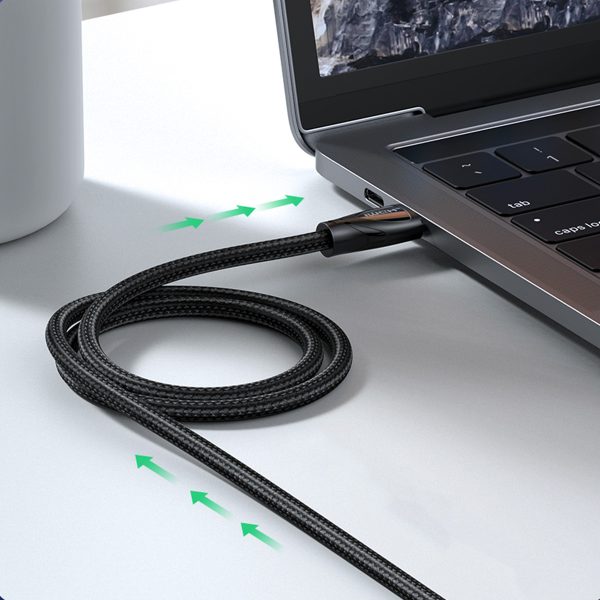 HDMI 2,1 8K 60Hz 1,5m kabelis kokvilnas pītā melnā krāsā