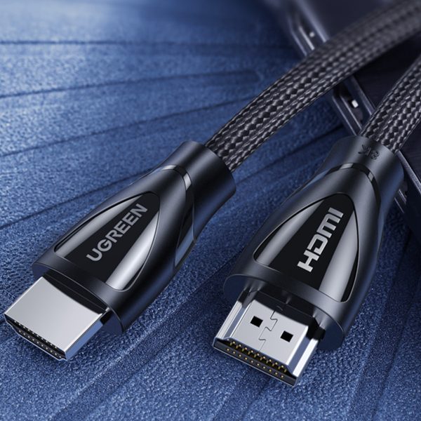 HDMI 2,1 8K 60Hz 1,5m kabelis kokvilnas pītā melnā krāsā
