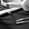 Izplatītāja mini ligzda 3 mm adapteris - 2 x mini ligzda 3,5 mm mikrofons un melnas austiņas