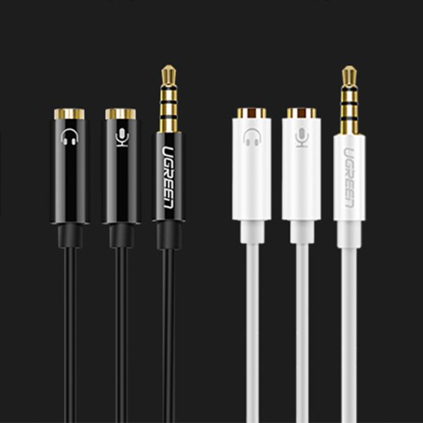 Izplatītāja mini ligzda 3 mm adapteris - 2 x mini ligzda 3,5 mm mikrofons un melnas austiņas