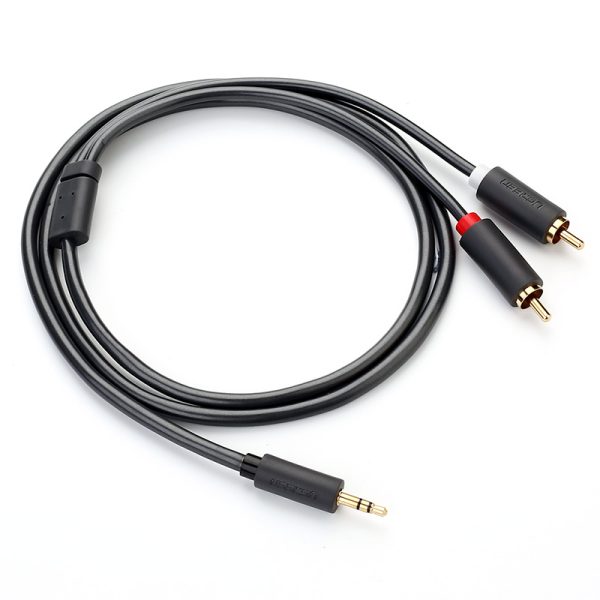 Kabeļa audio kabelis 3,5 mm mini ligzda - 2x RCA 1,5m melns