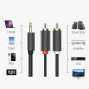 Kabeļa audio kabelis 3,5 mm mini ligzda - 2x RCA 1,5m melns