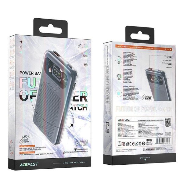 PowerBank 1000mah dzirkstošā sērija Ātra uzlāde 30W pelēkā krāsā