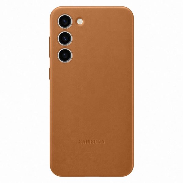 Dabiskas ādas apvalka samsung Galaxy S23+ ādas pārsega kamielis