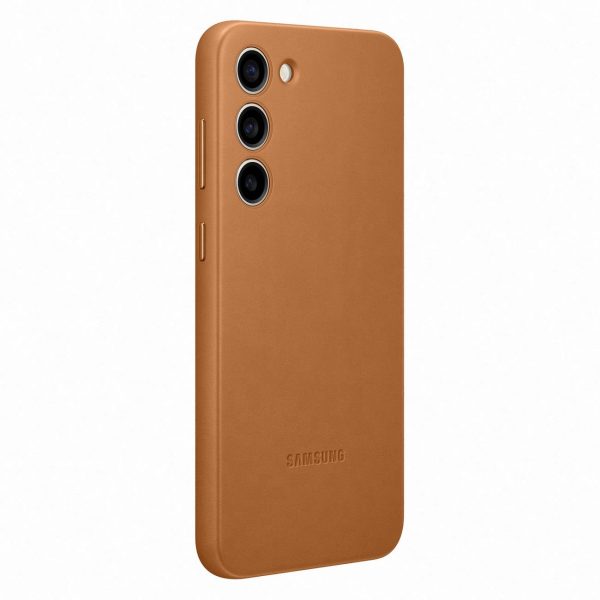 Dabiskas ādas apvalka samsung Galaxy S23+ ādas pārsega kamielis