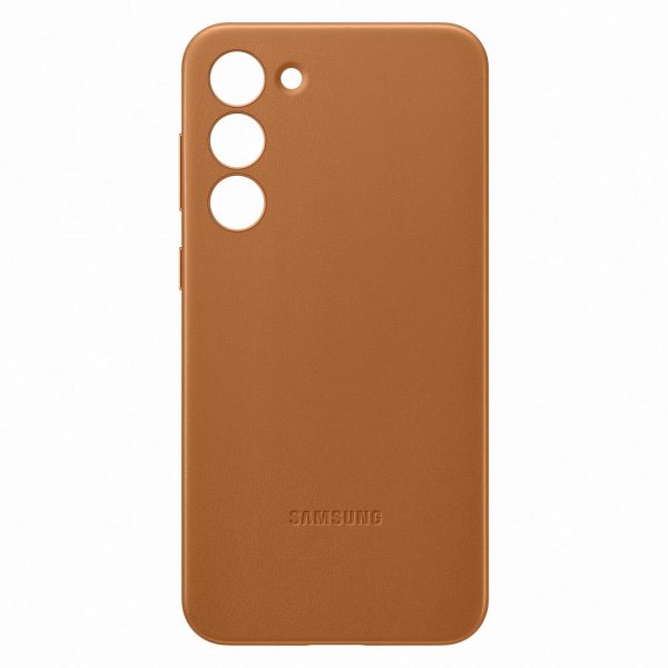 Dabiskas ādas apvalka samsung Galaxy S23+ ādas pārsega kamielis