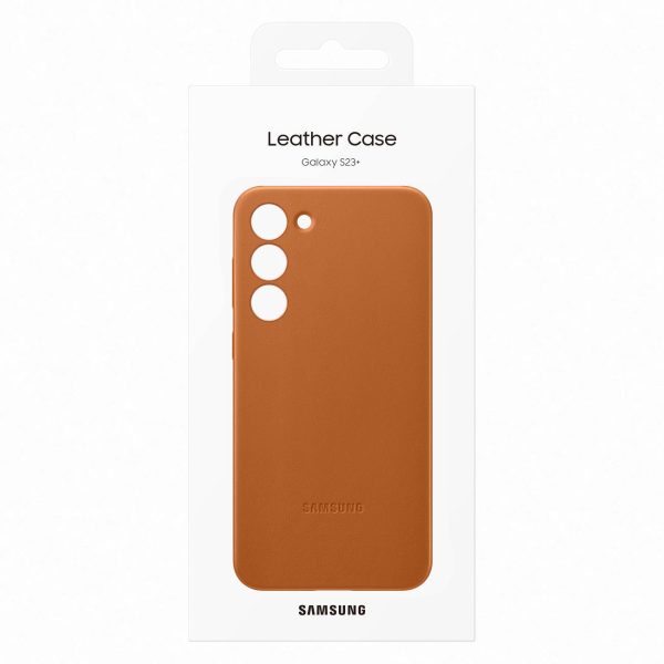 Dabiskas ādas apvalka samsung Galaxy S23+ ādas pārsega kamielis